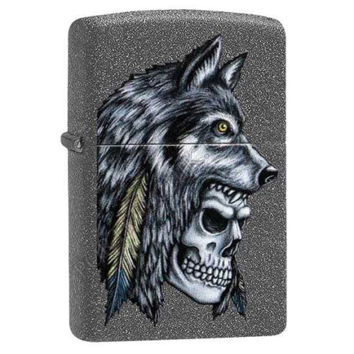 499 ZIPPO ЗажигалкаWolf Skull с покрытием Iron Stone™